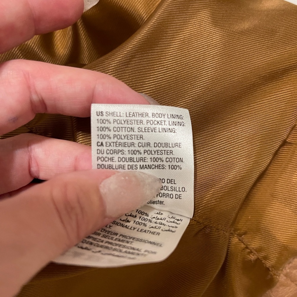 Tasso Elba Tan Leather Bomber Jacket - Picture 8 of 8
